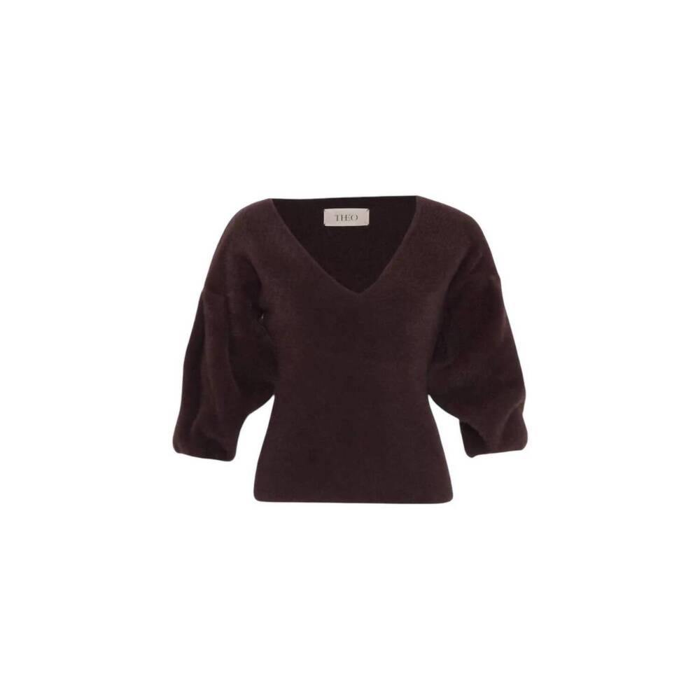 NEW THEO THE LABEL women's ersa v-neck sweater in coffee